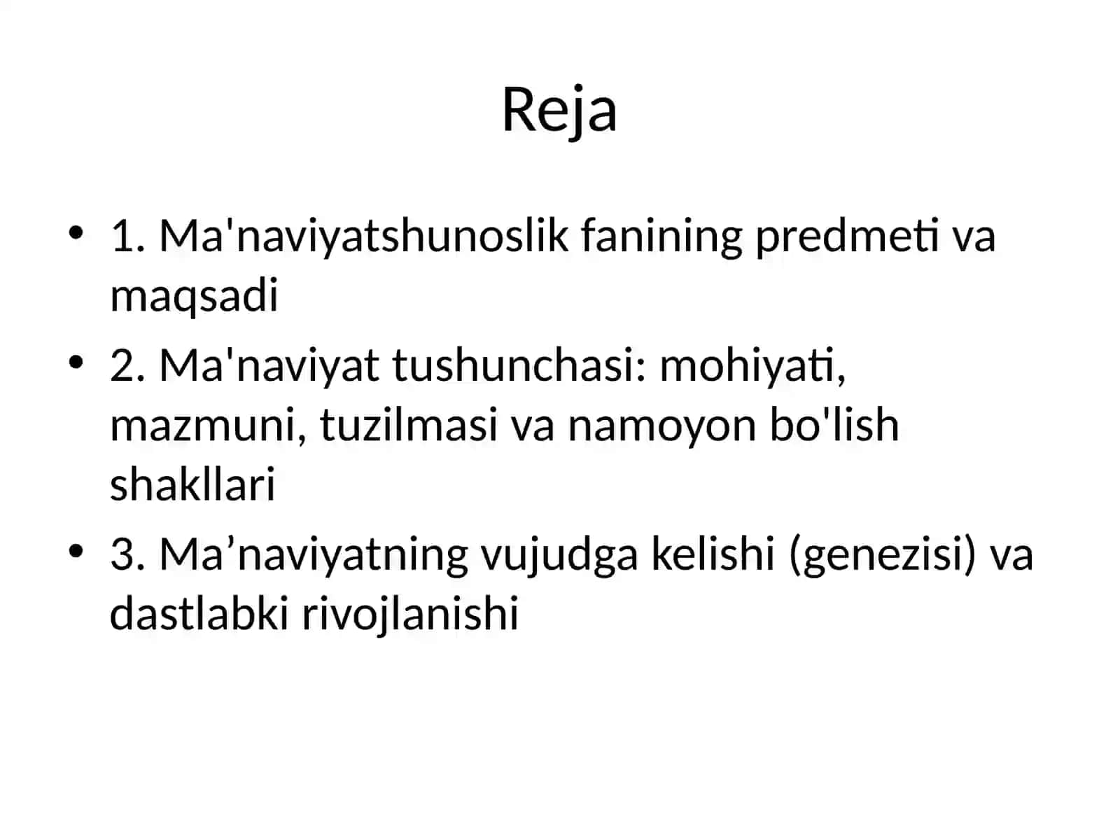 Ma'naviyatshunoslik fanining predmeti 2