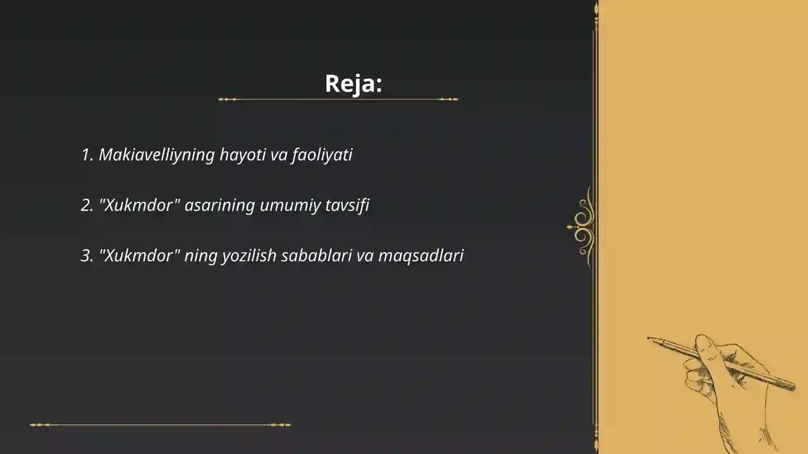 Makiavellining "Xukmdor"asari boʻyicha taqdimot 2