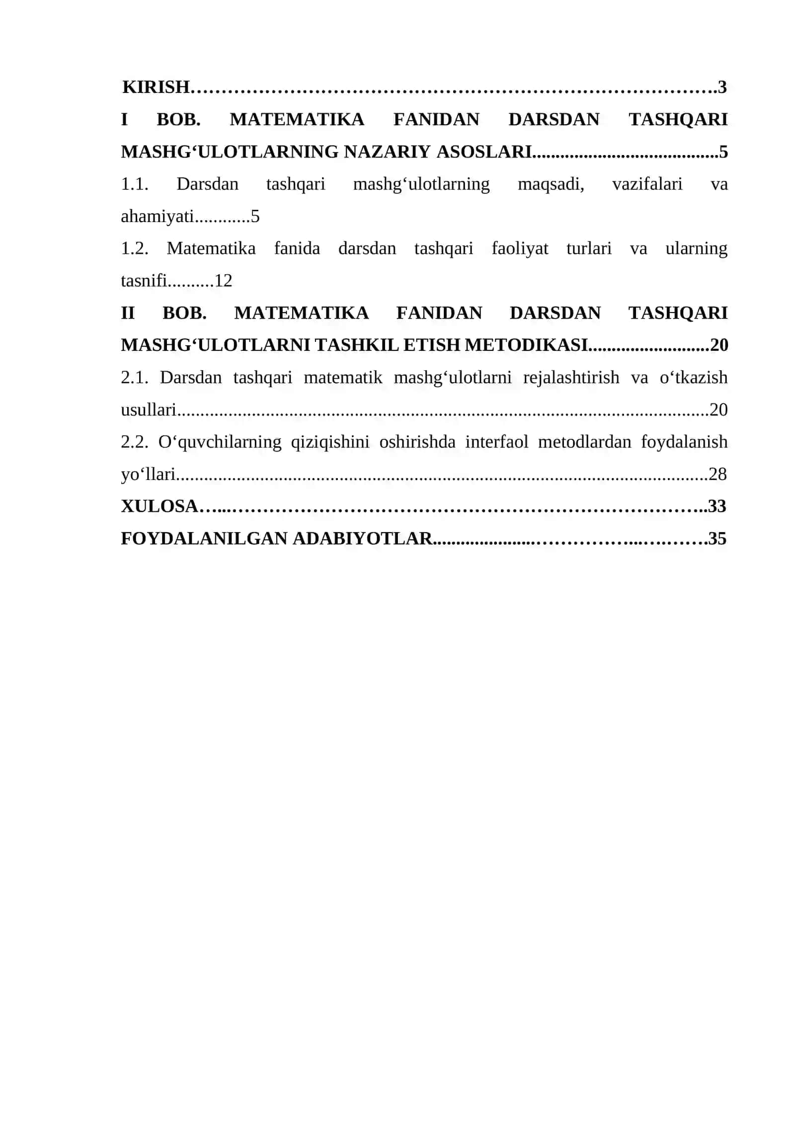 Darsdan tashqari mashg’ulotlarini tashkil etish metodikasi 2