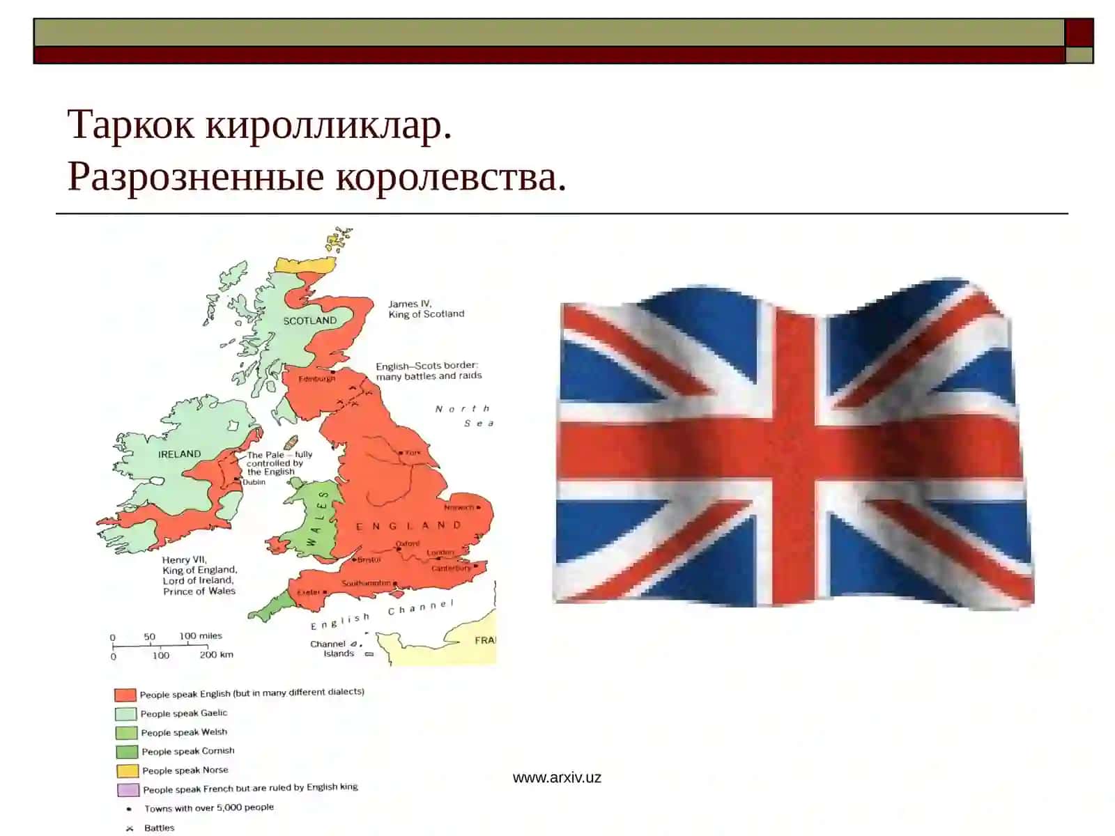 Англия XVI-XVIII асрлардаБирлашган Киролликларни ташкил топиши. 2