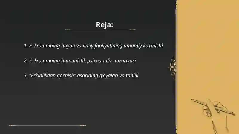 Erich Frommning ilmiy faoliyati 2