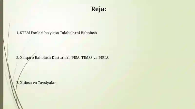 STEM Fanlari bo'yicha Talabalarni Baholash 2