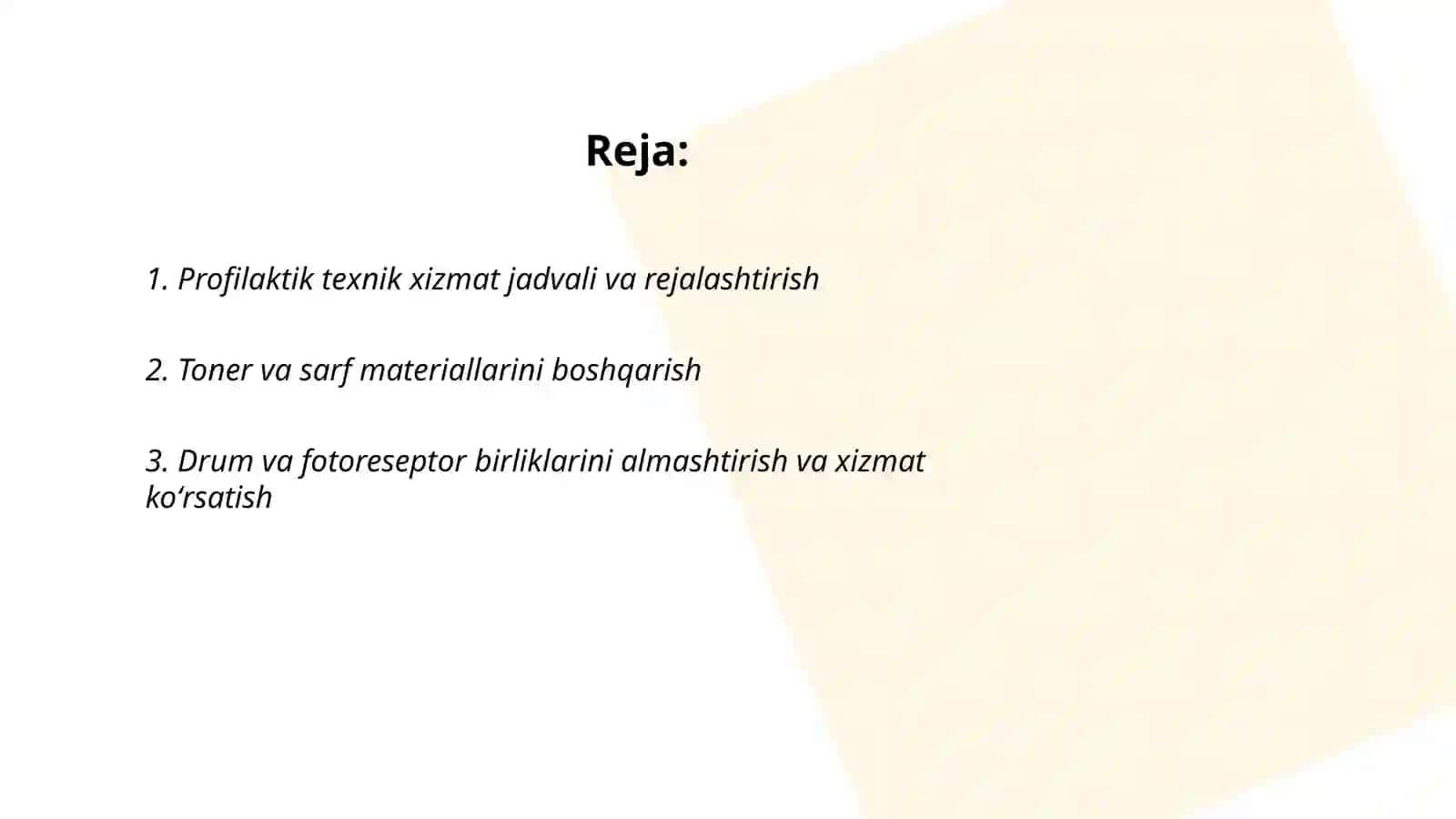Nusxalash uskunalariga texnik xizmat koʻrsatish 2