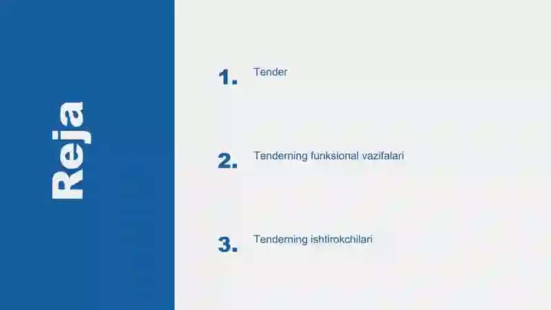 Tender, funksional vazifalari  va ishtirokchilari 2