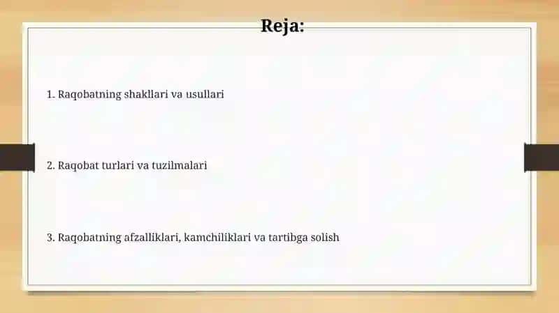 Raqobatning shakllari va usullari 2