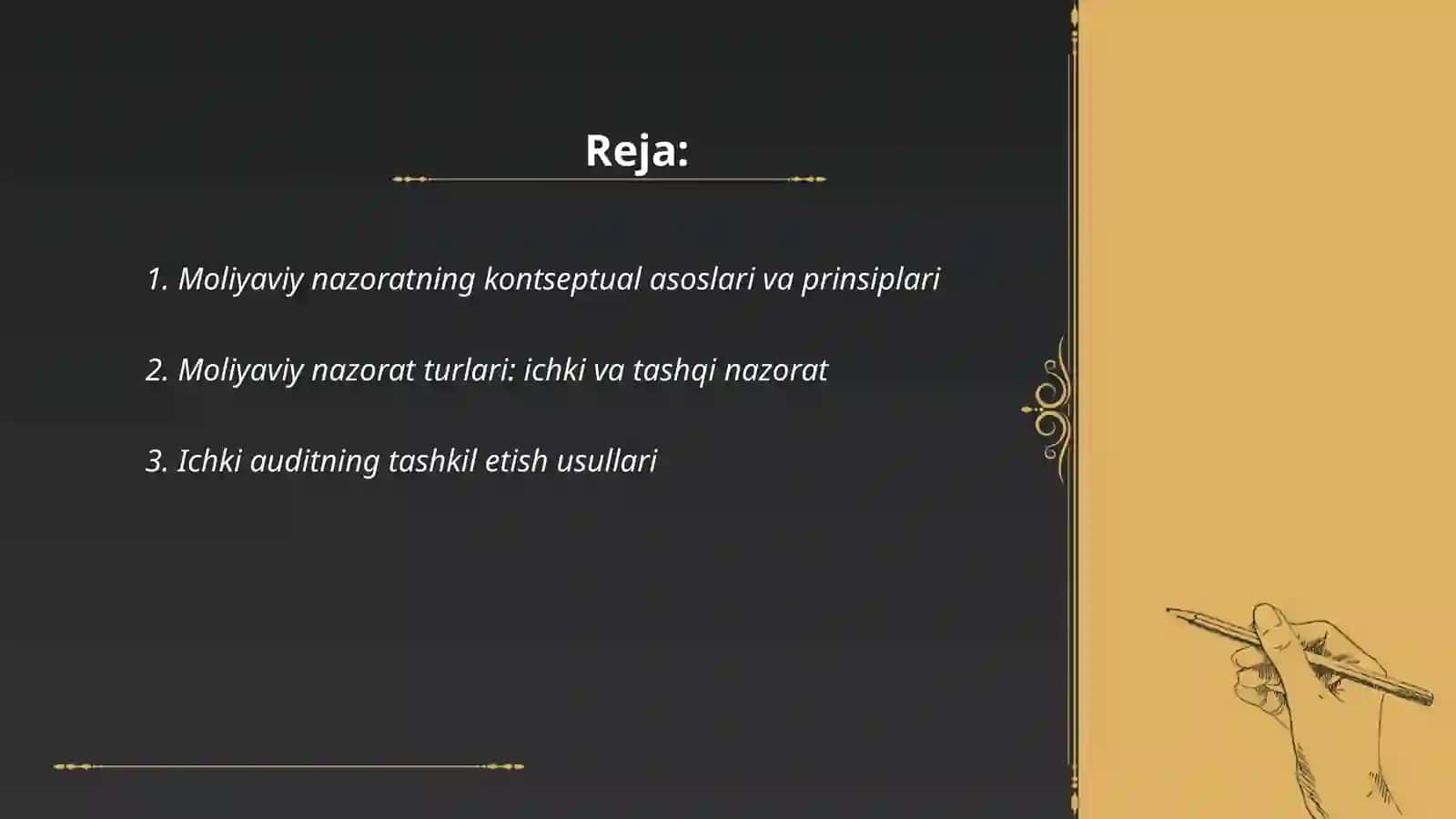 Moliyaviy nazoratni tashkil qilishning usullari 2