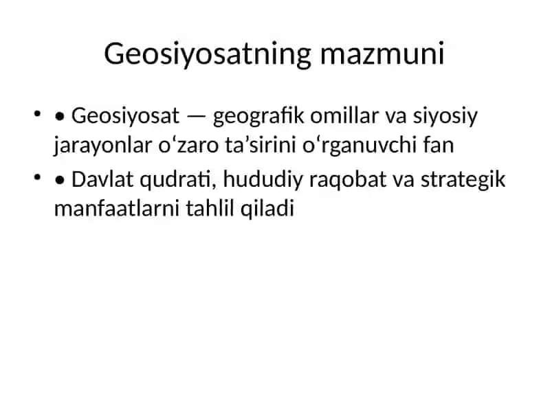 Geosiyosat fanidan 2