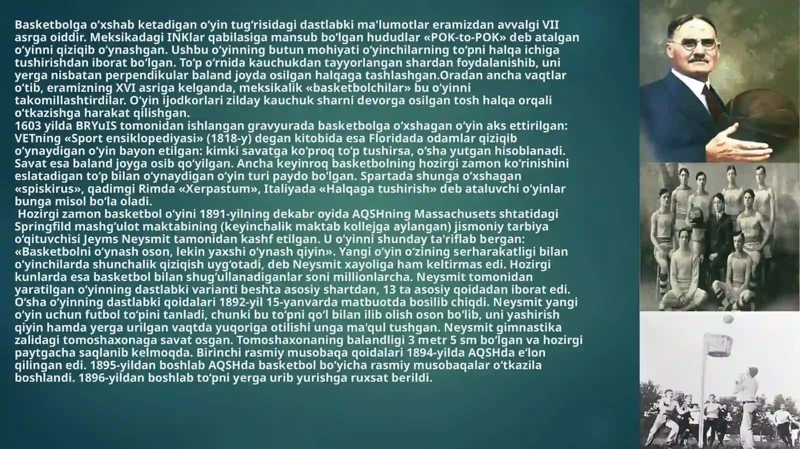 Basketbolo‘yini kelib chiqishi va rojlanishi tarixi 2