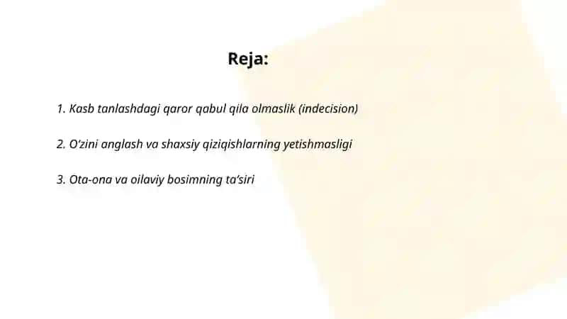 Kasb tanlashga yoʻllashning psixologik muommolari 2