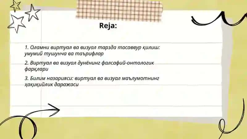Оламни виртуал ва визуал игрок этиш фарклари 2
