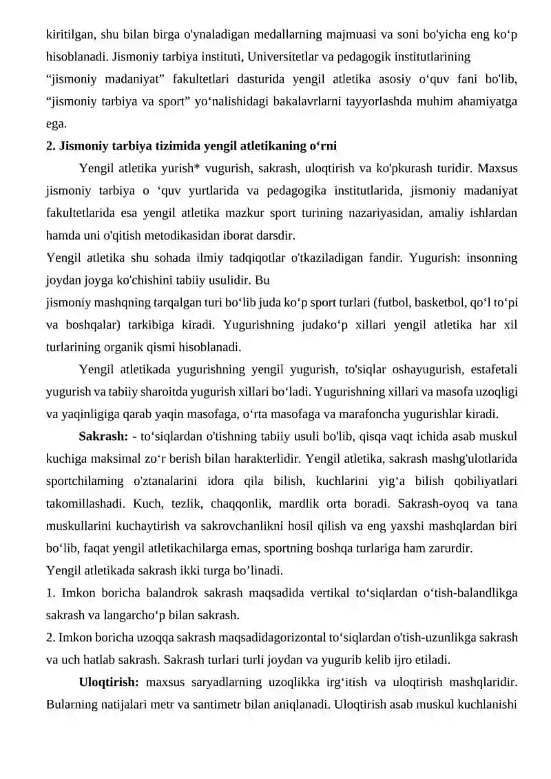 Yengil atletika faniga kirish 2