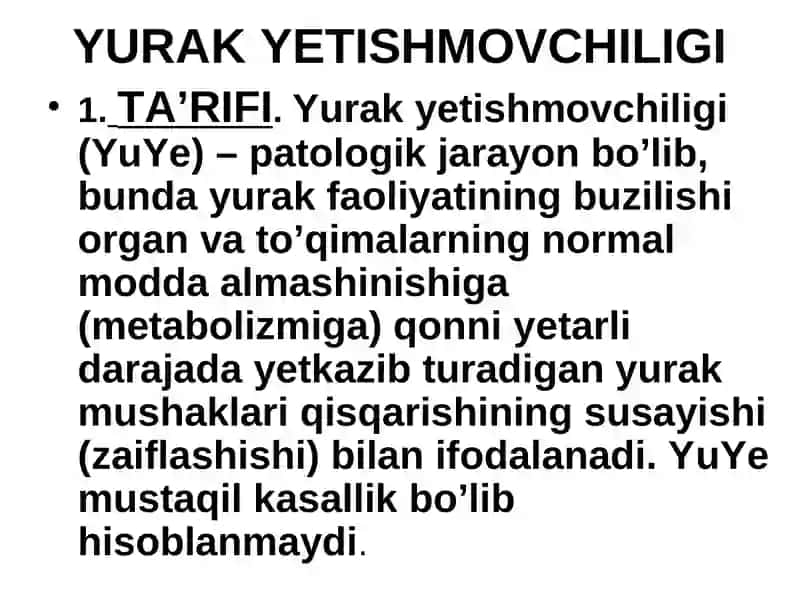 Yurak yetishmovchiligi 2