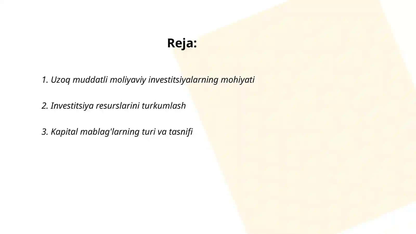 Uzoq muddatli moliyaviy investitsiyalarni turkumlash va baholash 2