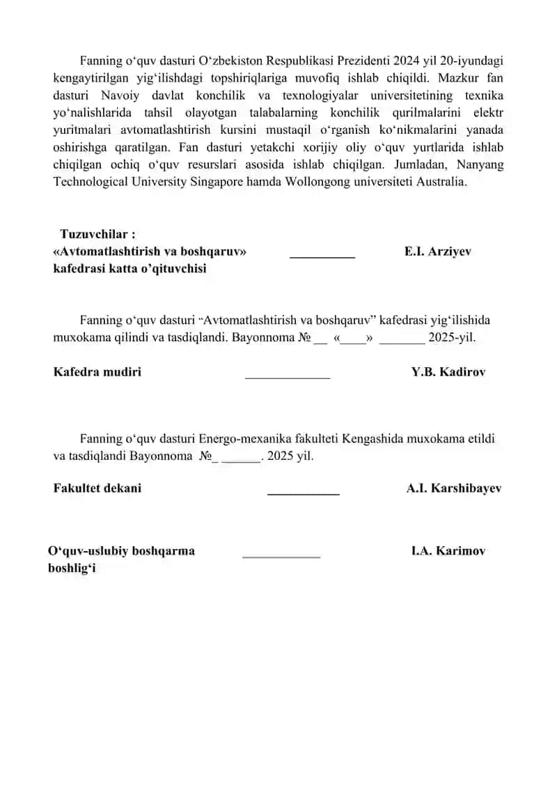 Konchilik qurilmalarini elektr yuritmalari avtomatlashtirish 2
