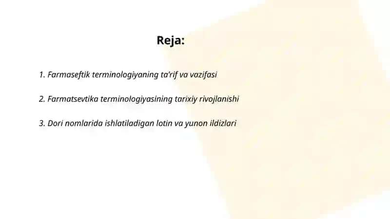 Farmaseftik terminologiyaga kirish 2