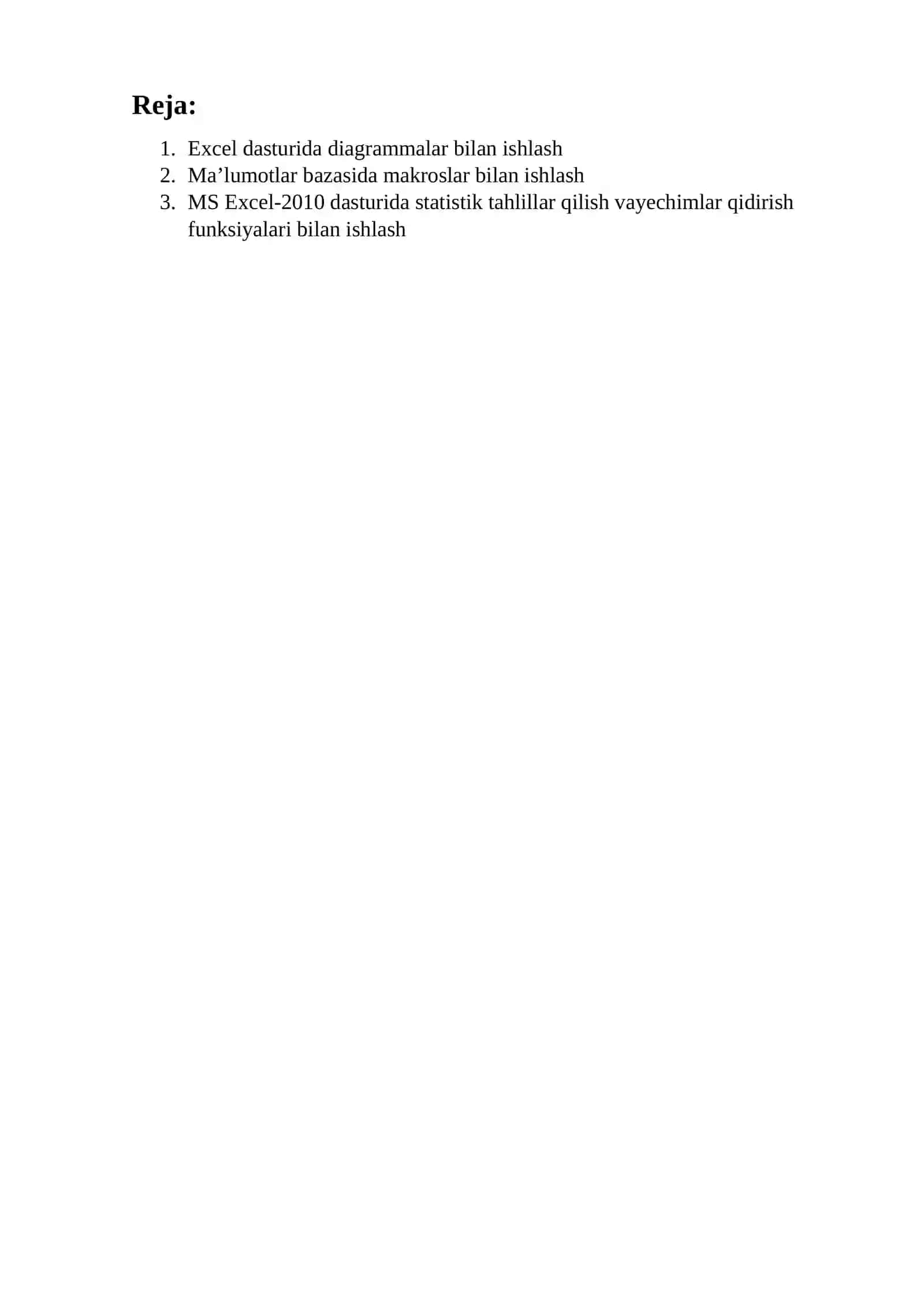 MsExcel dasturida diagrammalar bilan ishlash 2