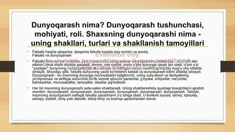 Dunyo qarash va uning mohiyati 2