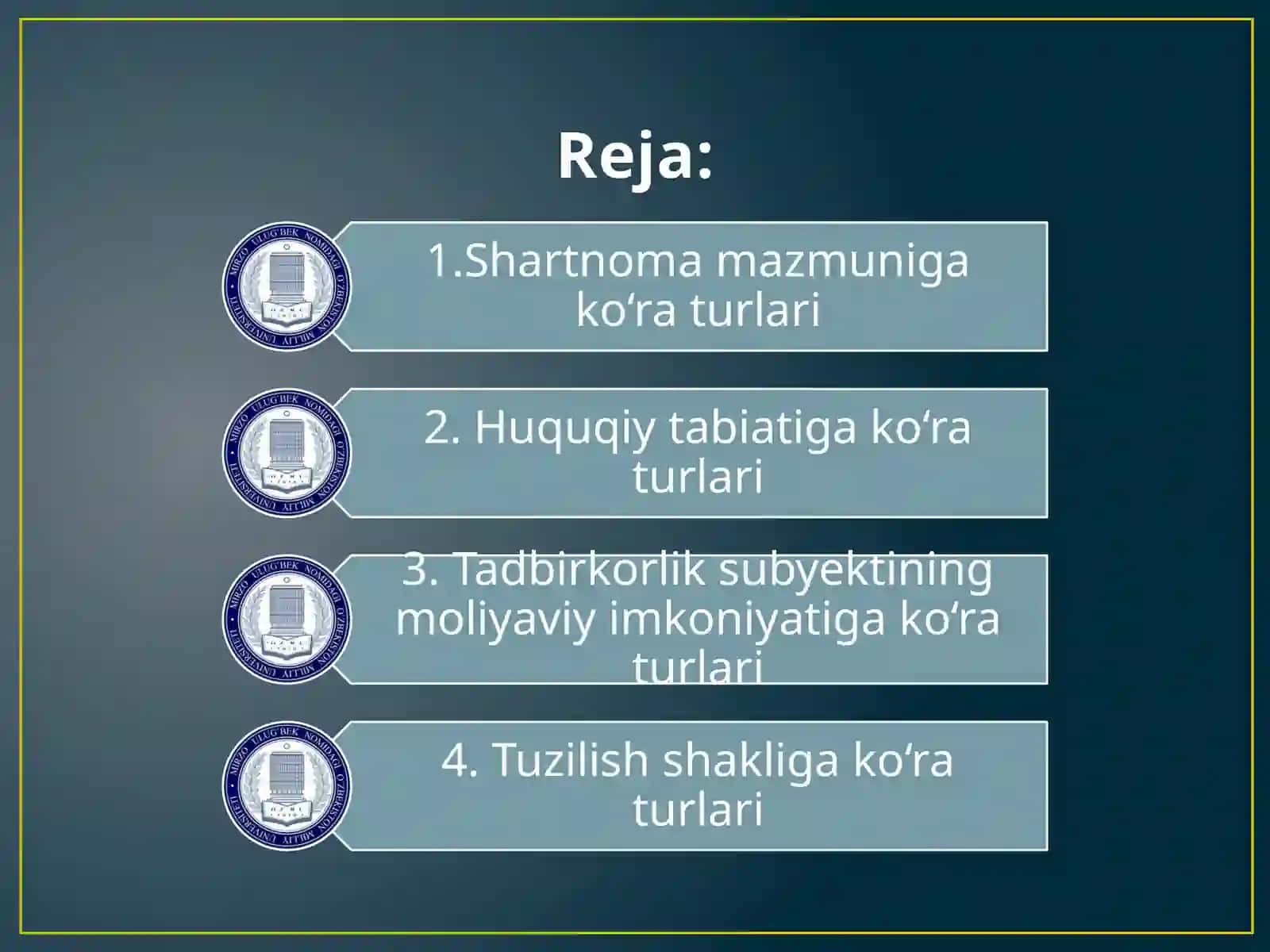 Tadbirkorlik faoliyatidagi shartnomalar 2