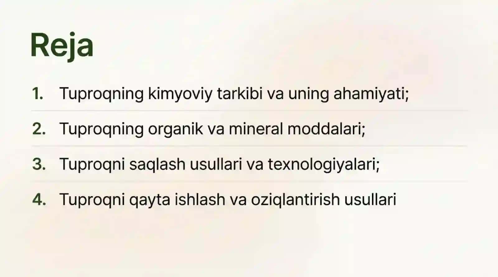 Tuproqni kimyoviy tarkibi uni saqlash va qayta ishlash usullari 2