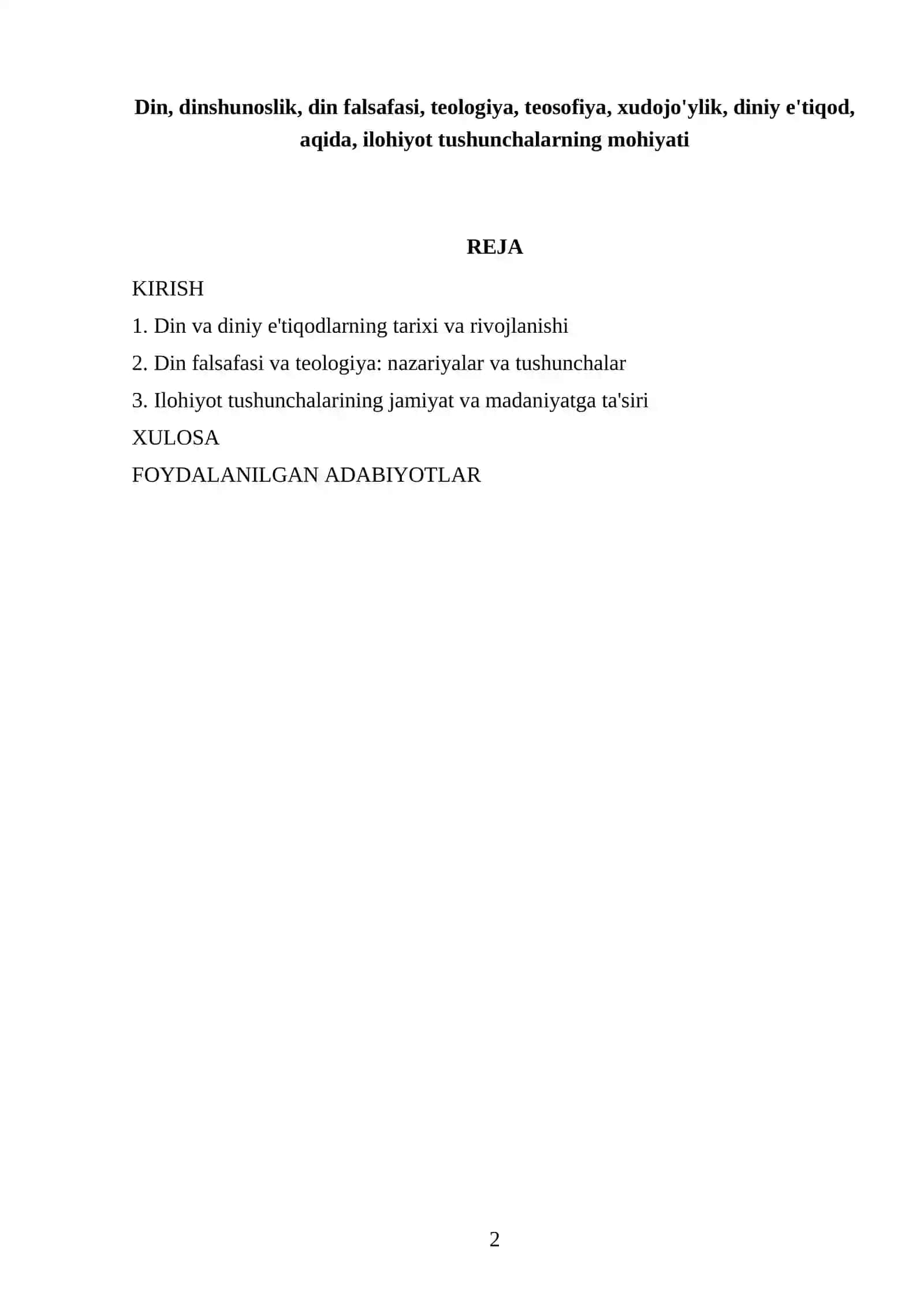 Din va diniy e'tiqodlarning tarixi va rivojlanishi 2