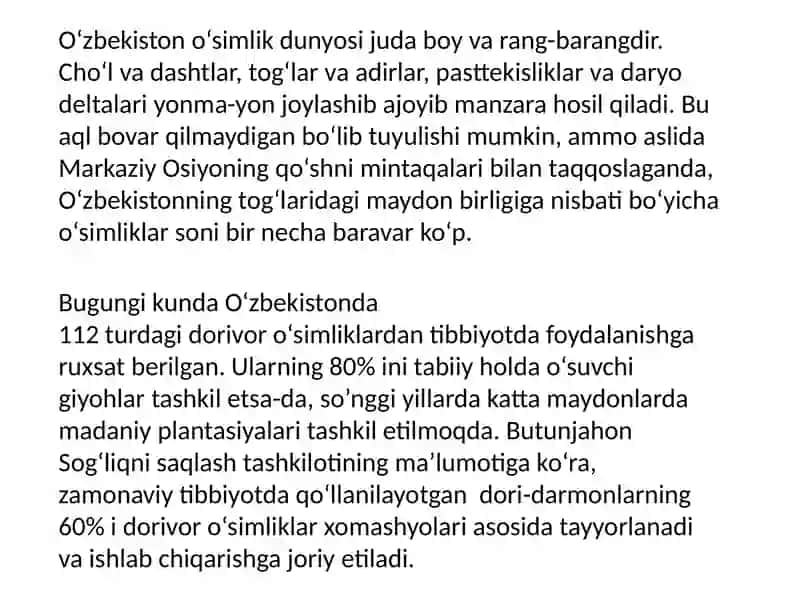 O'zbekistondagi shifobaxsho'simliklar 2