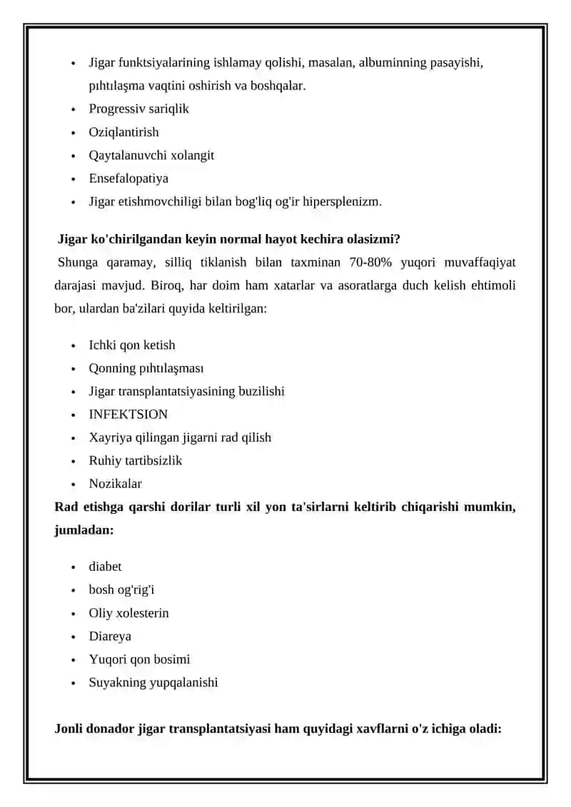 JIGAR TRANSPLANTATSIYASI 2