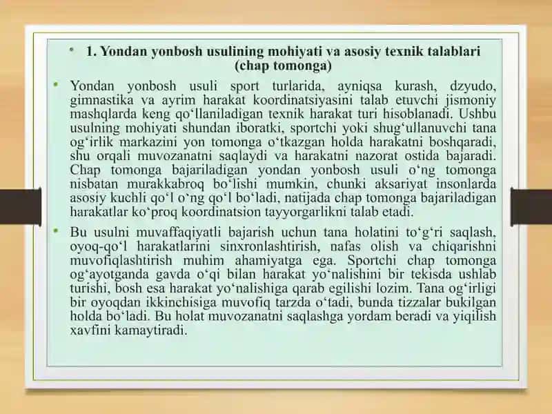 Yondan yonbosh usulini takomillashtirish (chap tomonga) 2