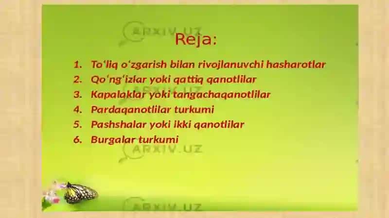 Hashoratlarning rivojlanishi 2