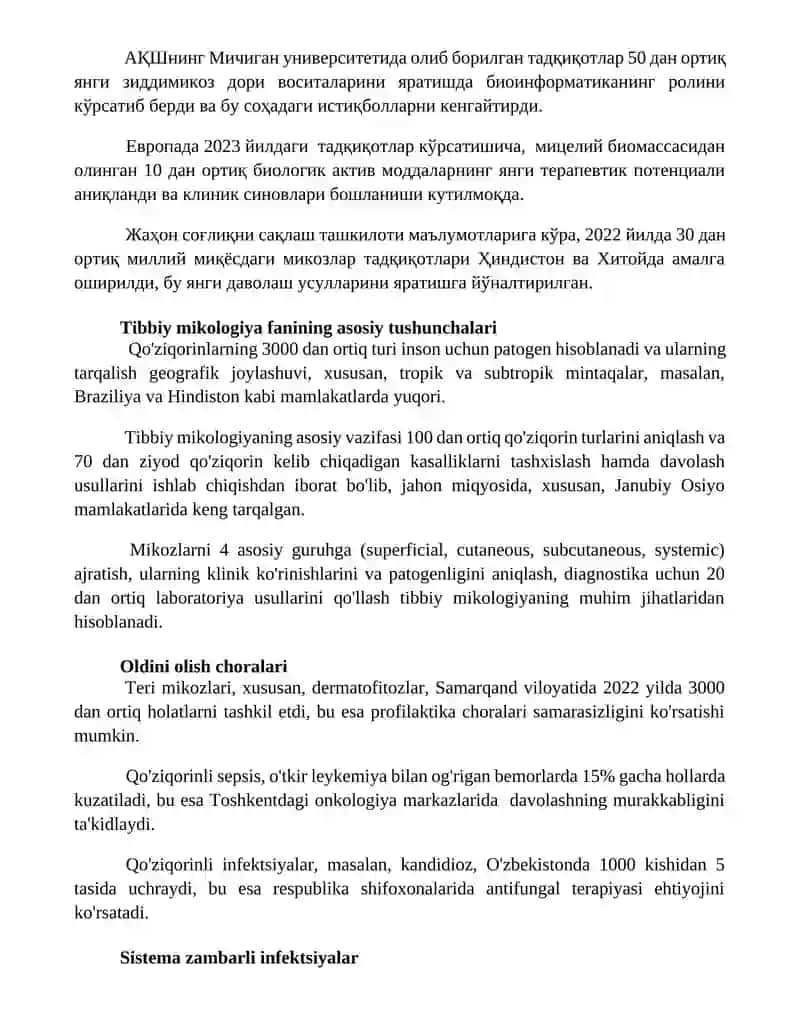Tibbiyot mikalogiyasi 2