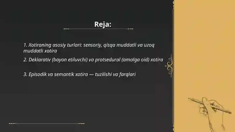 Xotira turlari va uning jarayonlari 2