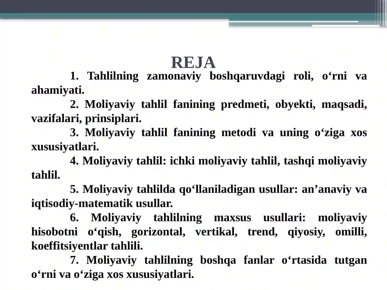 Moliyaviy tahlil fanining nazariy asoslari 2