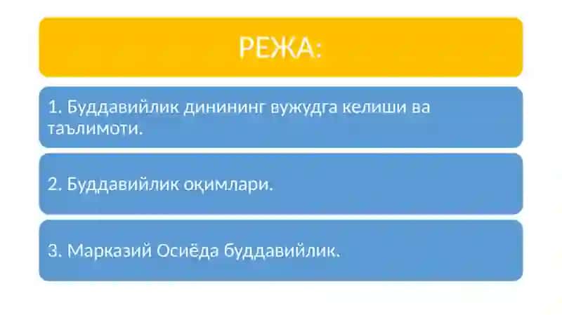 Буддавийлик Дини тарихи ва асосий ғоялари 2