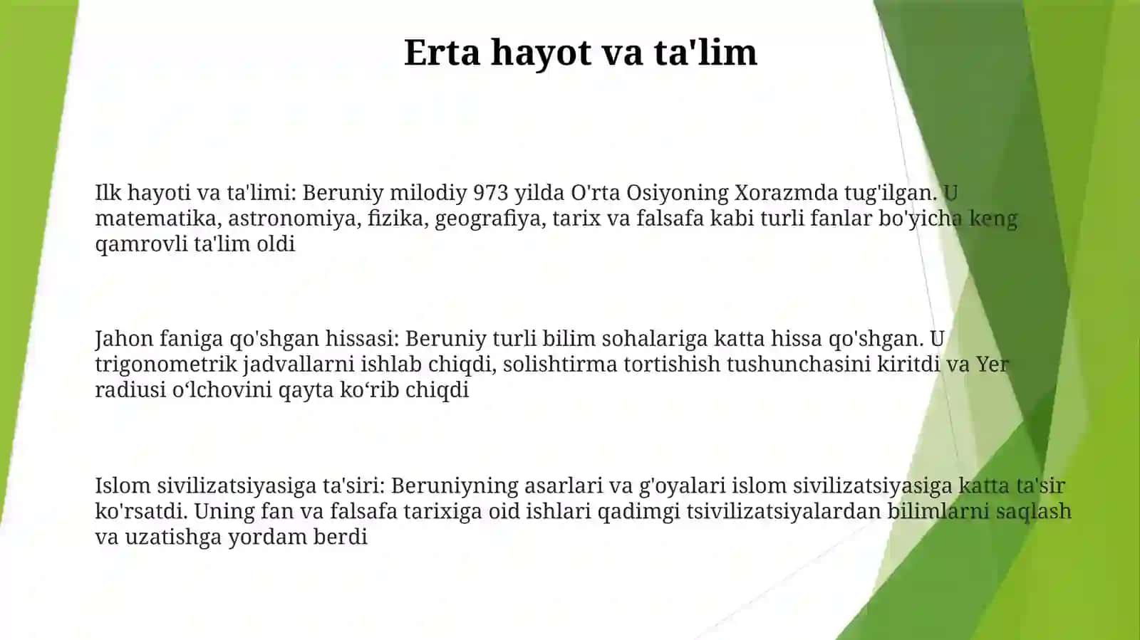 Abu Rayhon Beruniyning Jahon Ilm-FanigaQoʻShganHissasi 2