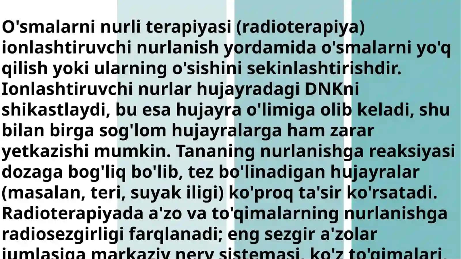 O'smalarni nurli terapiyasi (radioterapiya) 2