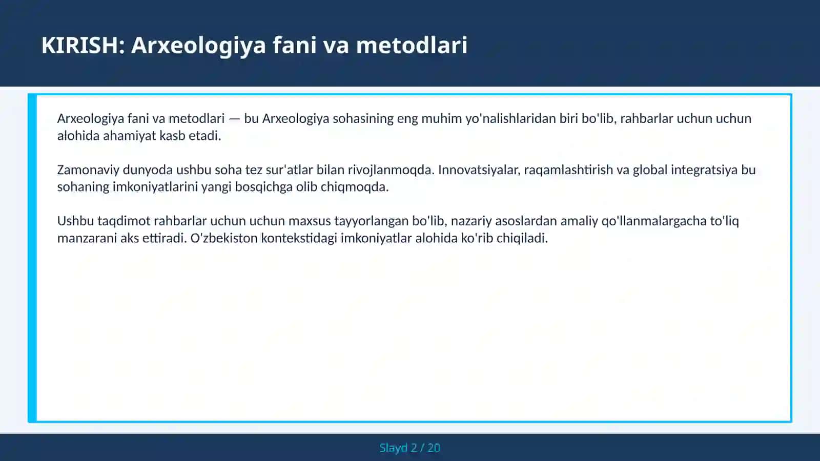 ARXEOLOGIYA FANI VA METODLARI 2