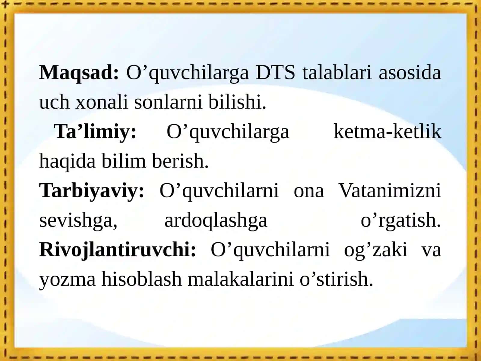 1-sinf uchun informatika fanidan “Tasdiq-inkor” deb nomlangan bir soatlik dars ishlanmasi 2