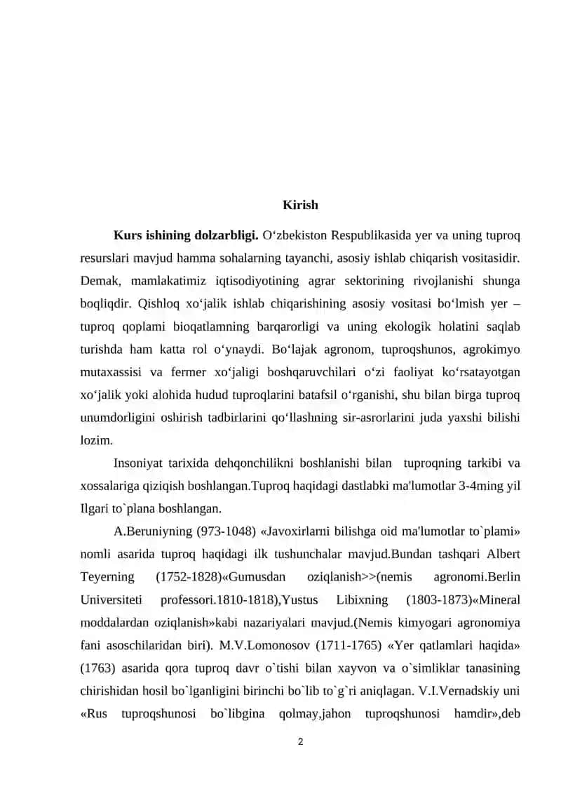 Tuproqshunoslik fanini O’zbekistonda rivojlanish tarixi 2