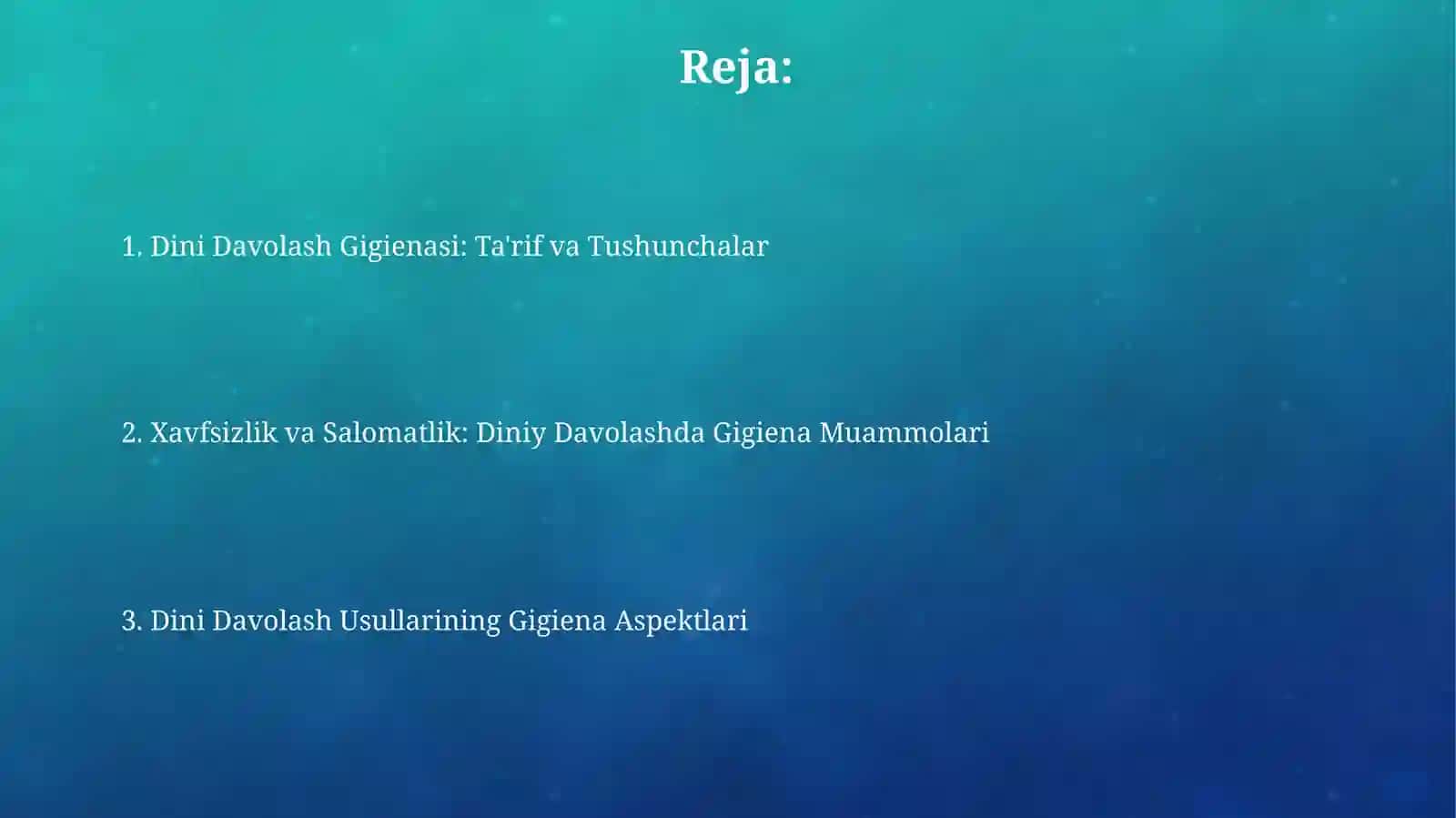 Diniy Davolash Gigienasi 2