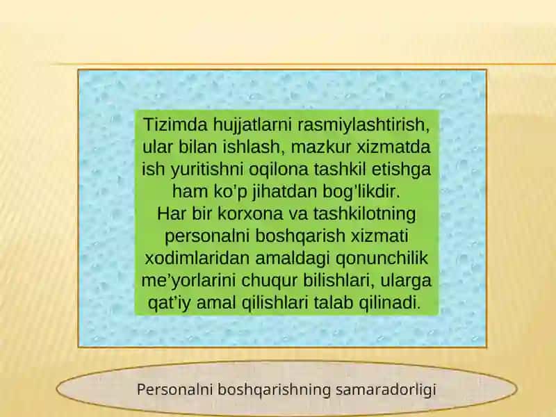 Personalni boshqarishning samaradorligi 2