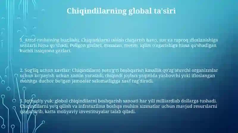 Chiqindilar Hozirgi Zamonning Global Muammosi 2