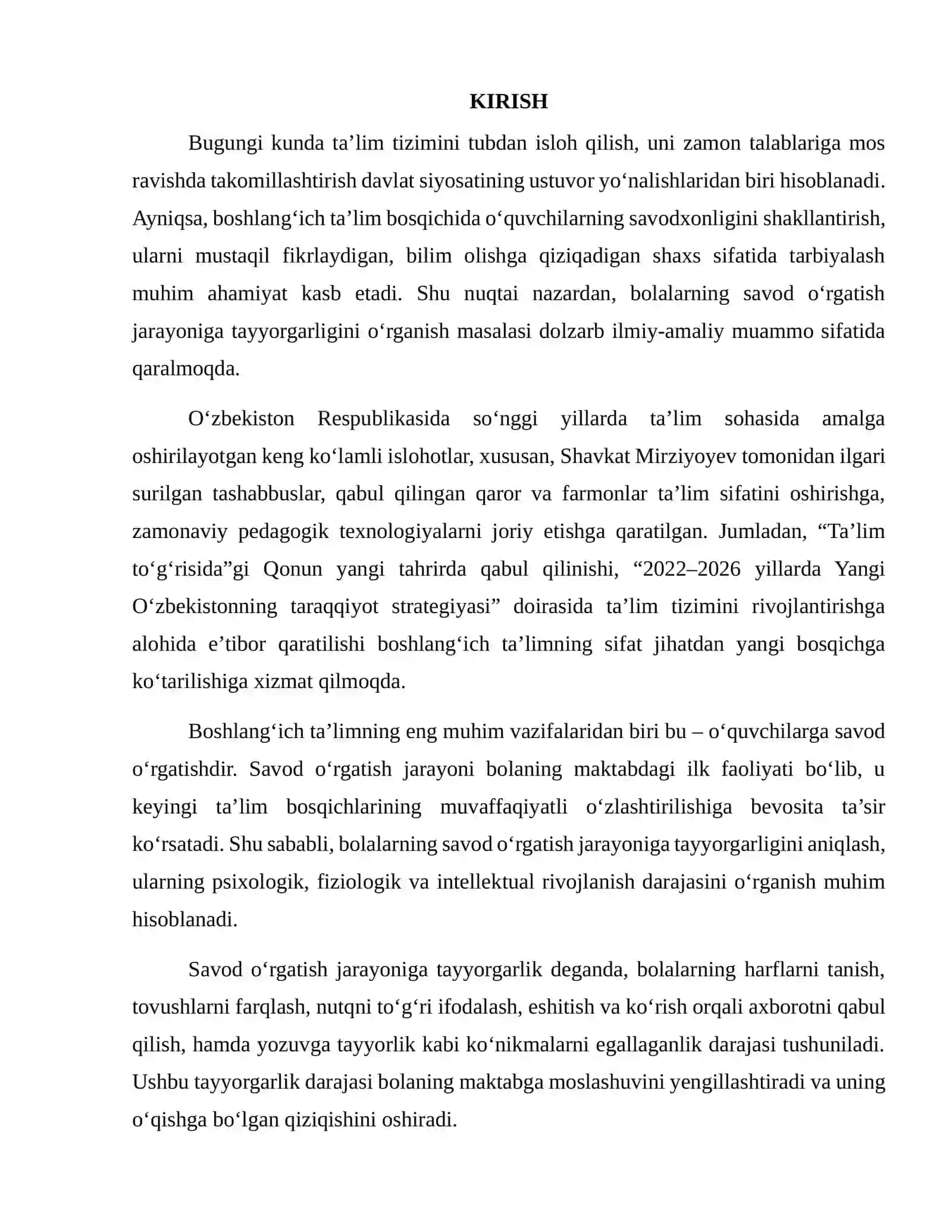 Bolalarning savod o'rgatish jarayoniga tayyorgarligini o'rganish 2