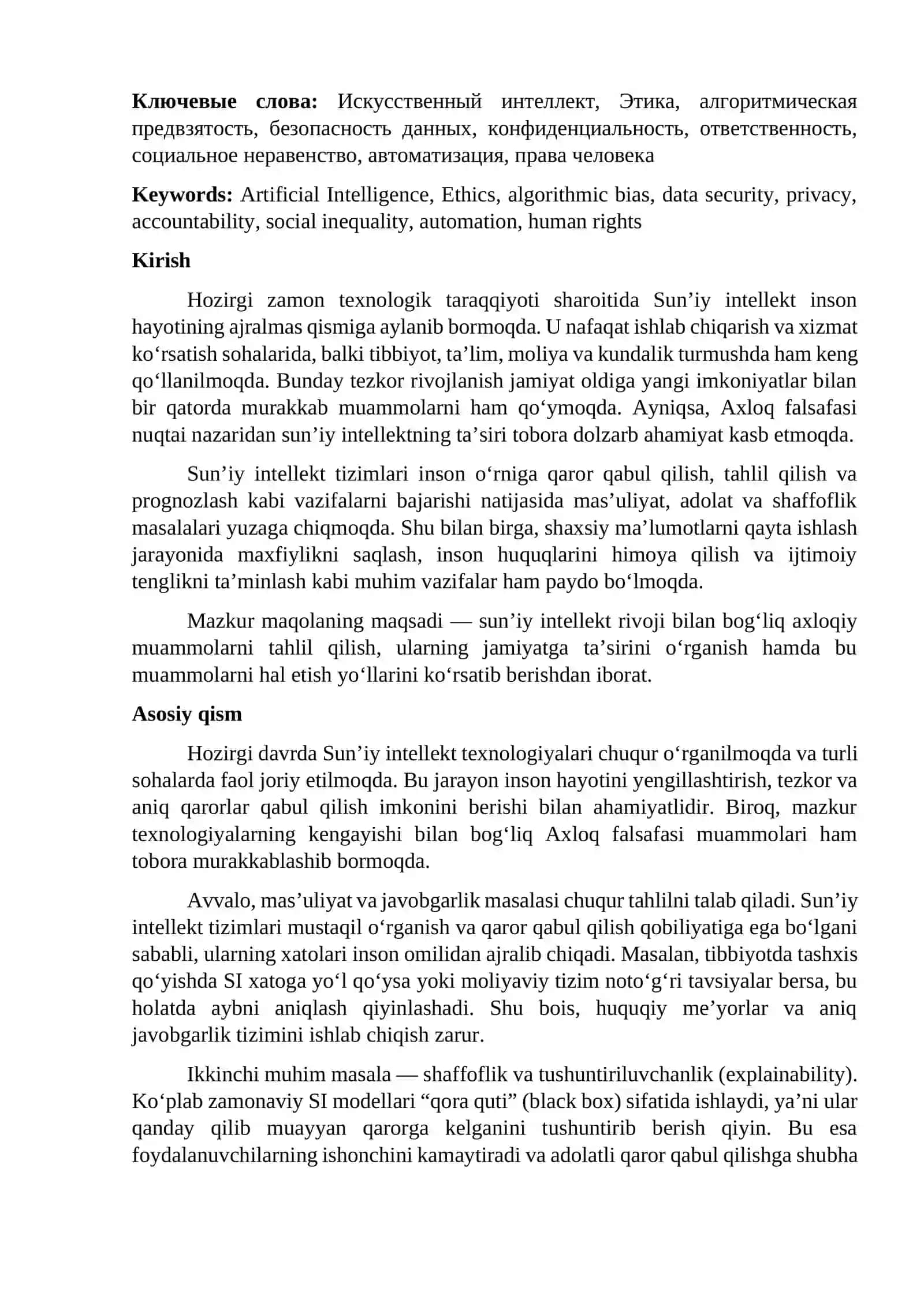 Sun’iy intellekt va axloq muammolari 2