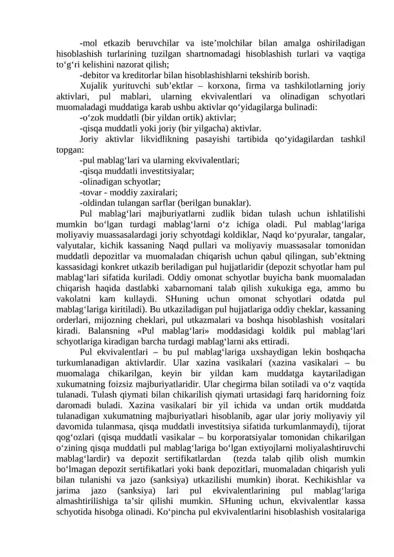 Pul mablag‘lari va valyuta operatsiyalari hisobi 2