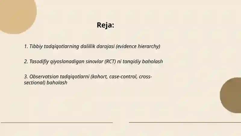 Tibbiy ma'lumotlarni kritik baholash 2