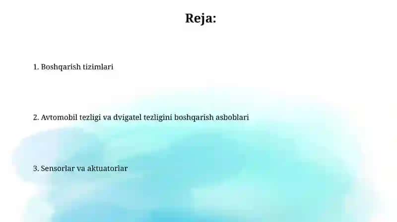 Avtomobil tezligini va divigatel aylanishlar sonini nazorat qilish asboblari 2