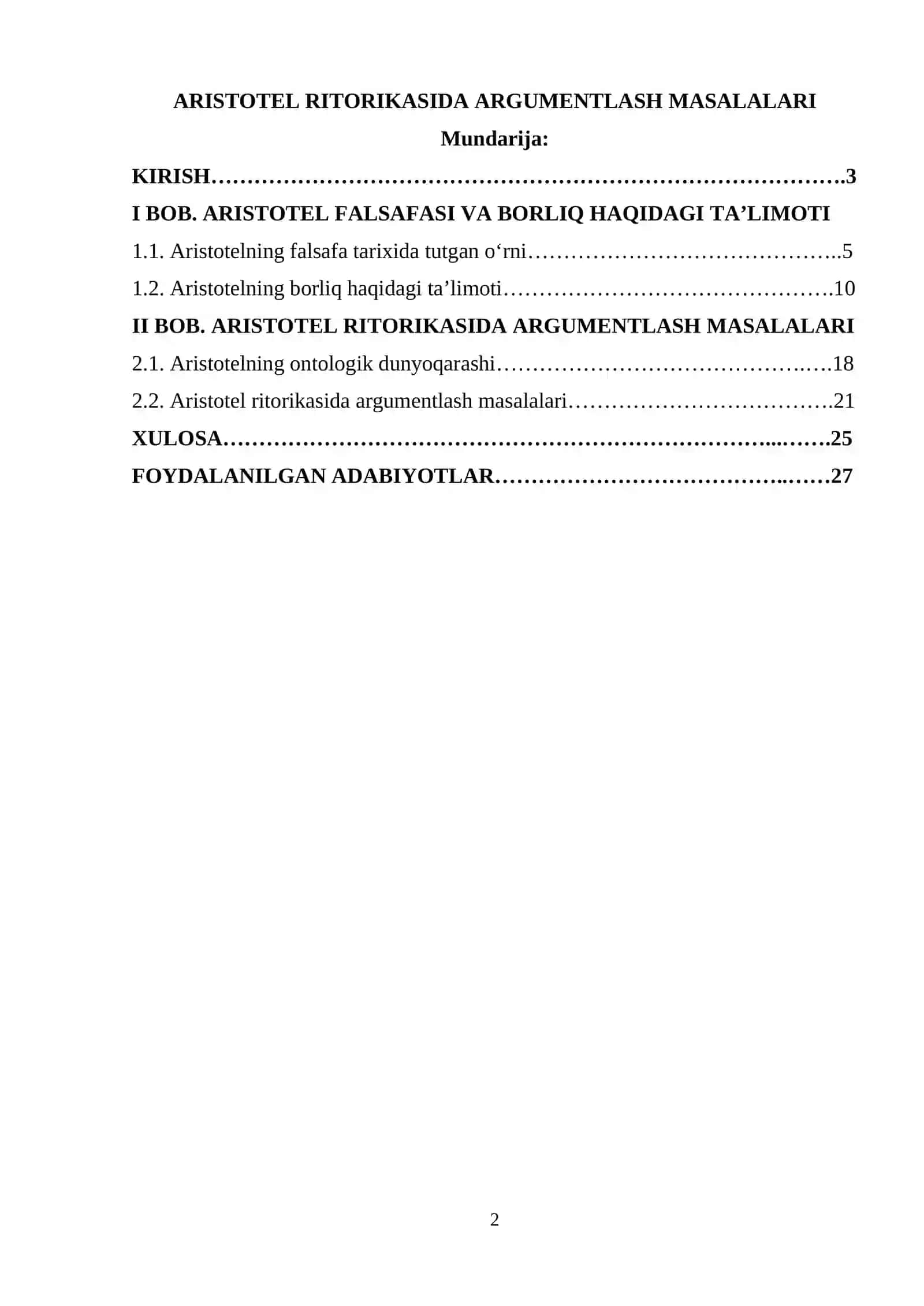 Aristotel ritorikasida argumentlash masalalari 2
