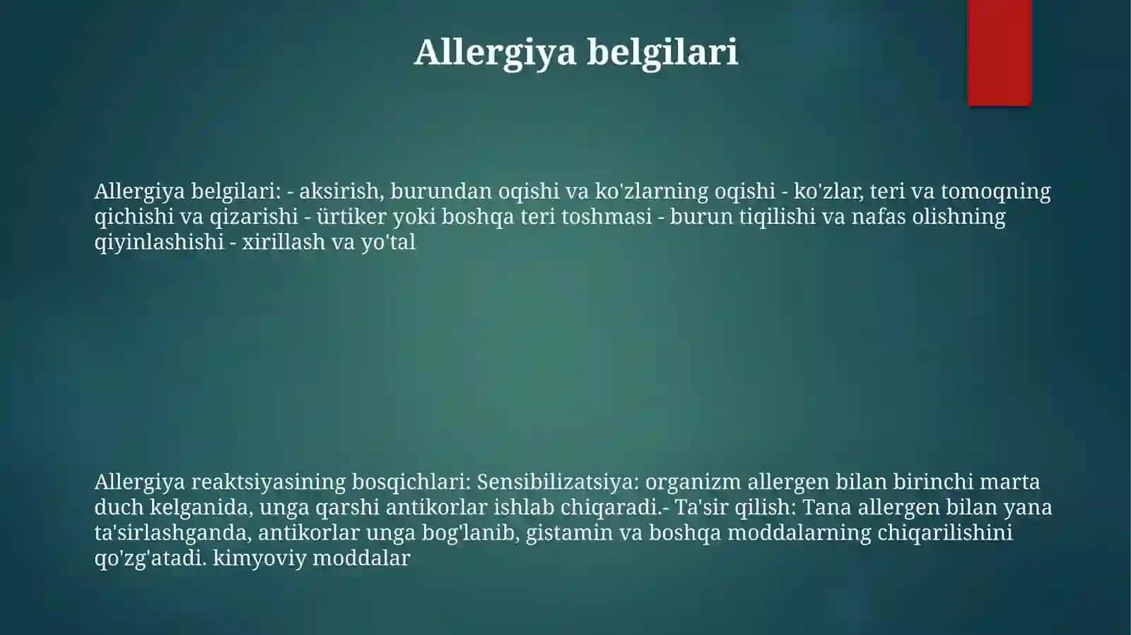 Allergiya Turlari Tiplari VaBosqichlari 2