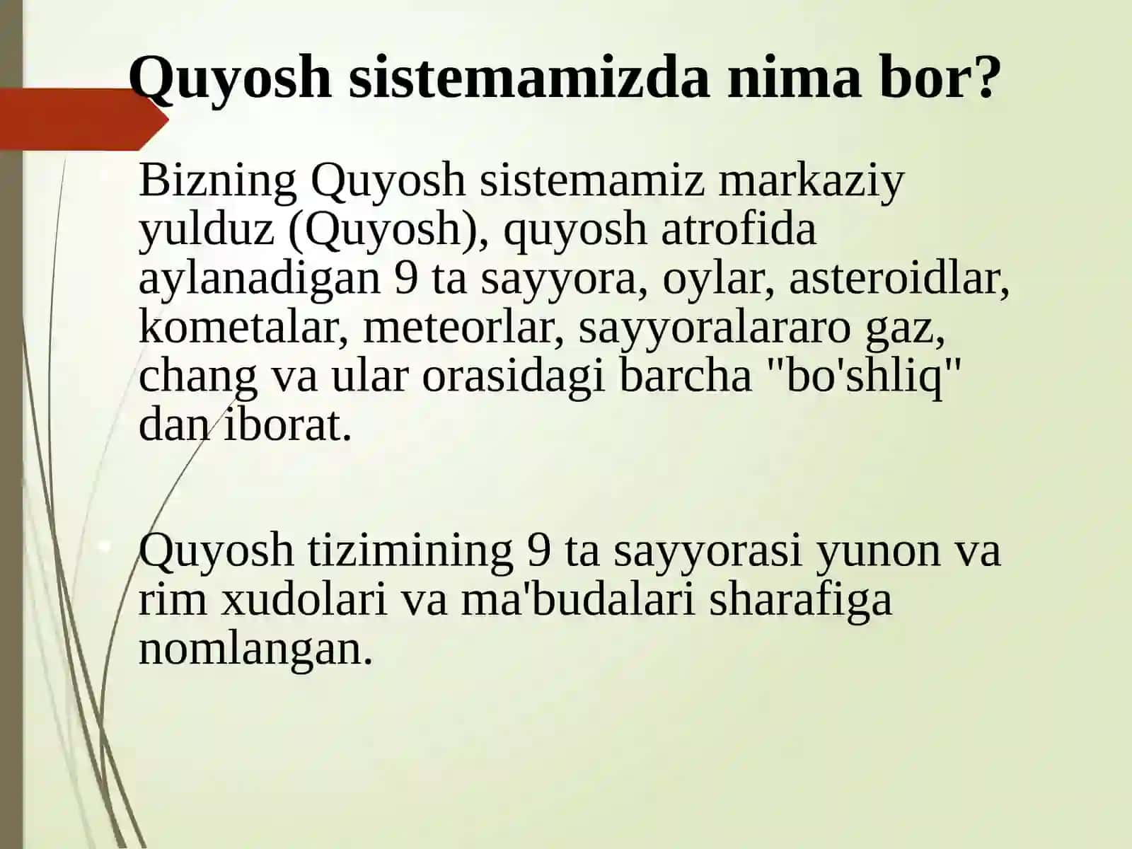 QUYOSHTIZIMI. YER SAYYORASI 2
