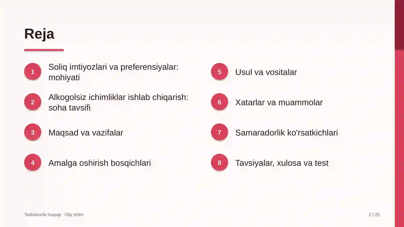 Alkogolsiz ichimliklar ishlab chiqarishda soliq imtiyozlari va preferensiyalar 2