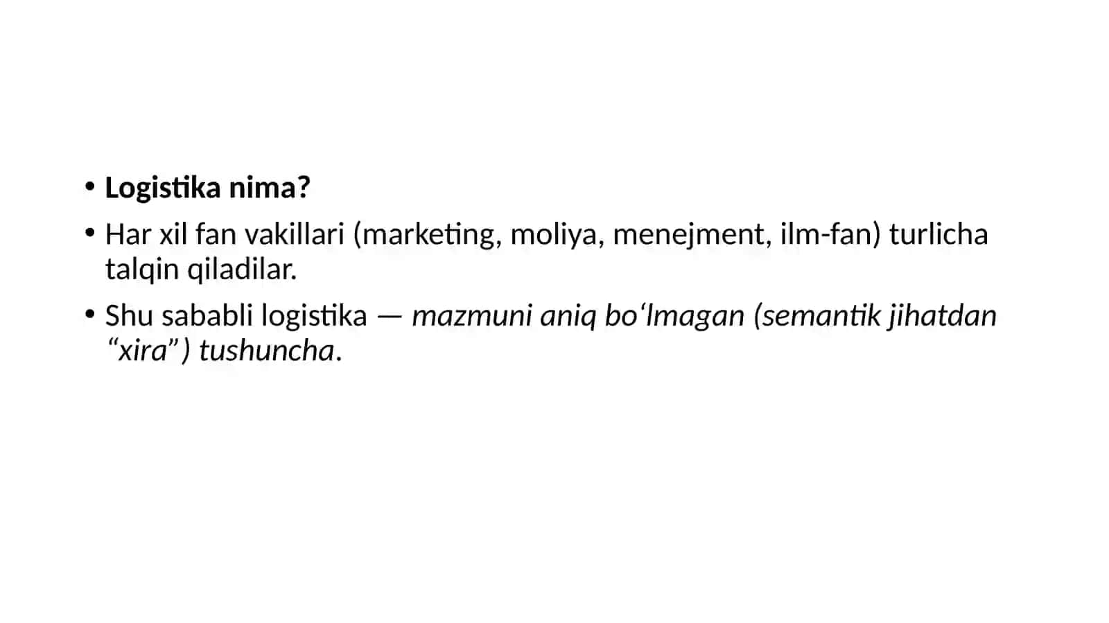 Logistika tushunchasi 2